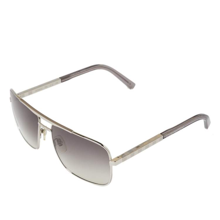 Pre Owned Louis Vuitton Silver Tone/ Grey Gradient Z0260U Attitude Square Sunglasses