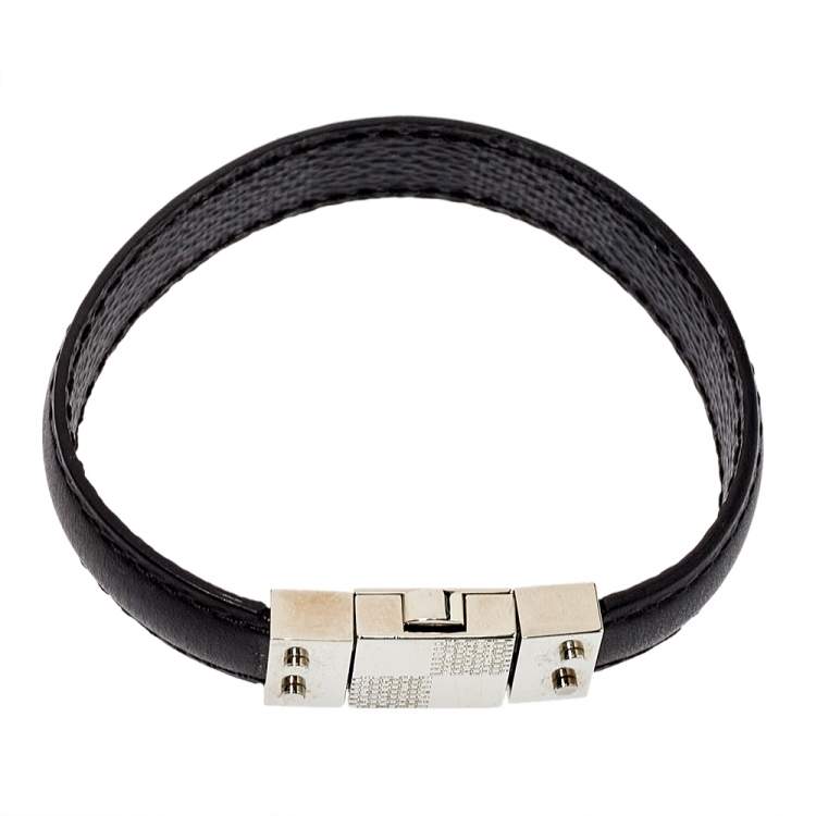 Pre Owned Louis Vuitton Black Damier Canvas & Leather Reversible Check It Bracelet