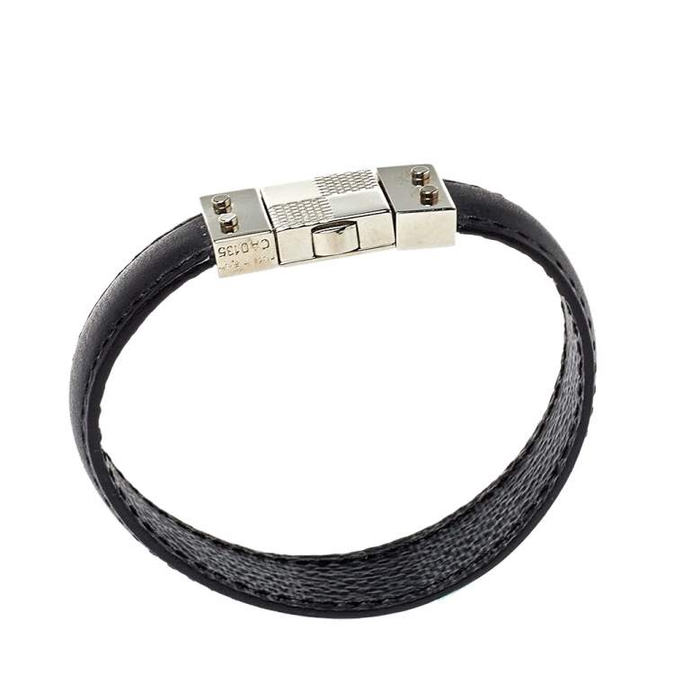 Pre Owned Louis Vuitton Black Damier Canvas & Leather Reversible Check It Bracelet