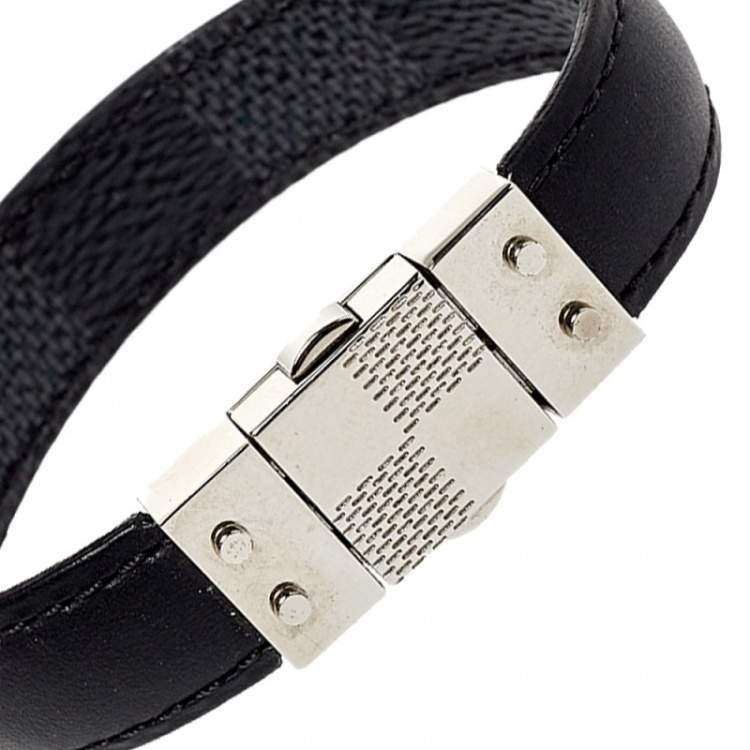 Pre Owned Louis Vuitton Black Damier Canvas & Leather Reversible Check It Bracelet