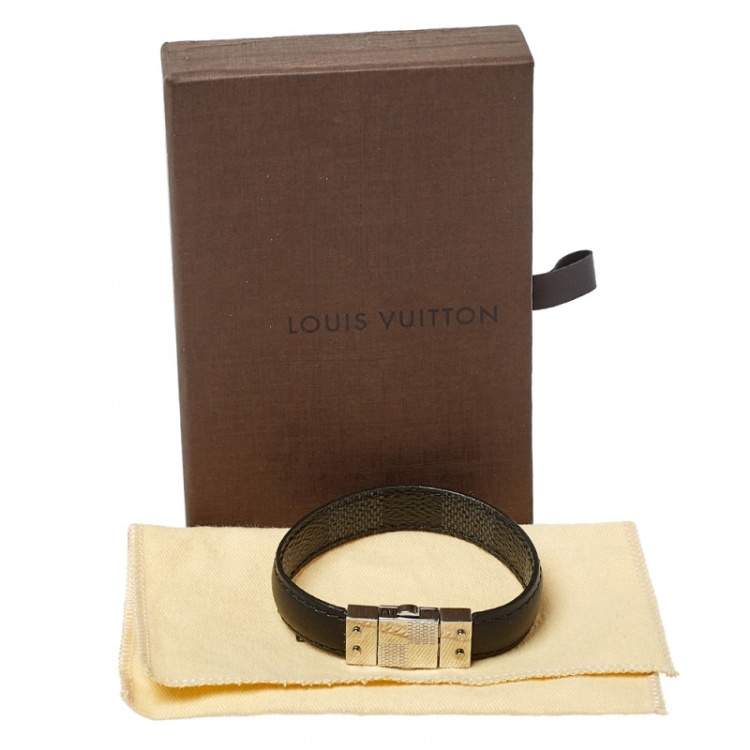 Pre Owned Louis Vuitton Black Damier Canvas & Leather Reversible Check It Bracelet