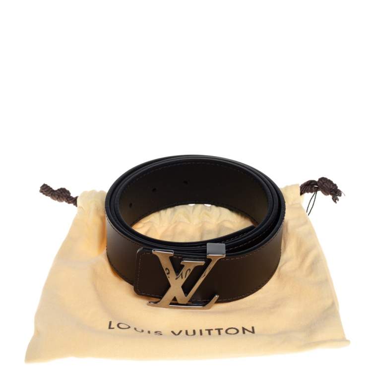 Pre Owned Louis Vuitton Dark Brown Leather Initiales Belt 95CM