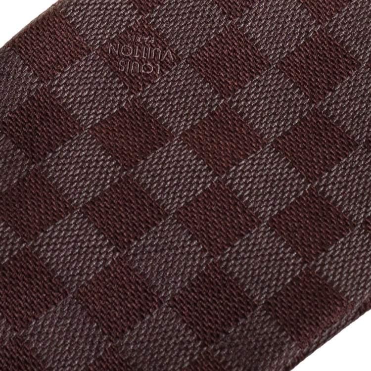 Louis Vuitton Monogram Dot Geometric Tie Men , Brown 100% Silk