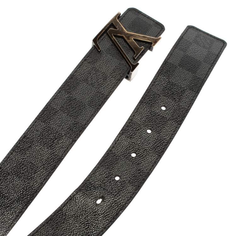 Pre Owned Louis Vuitton Damier Graphite Canvas LV Initiales Belt 110CM