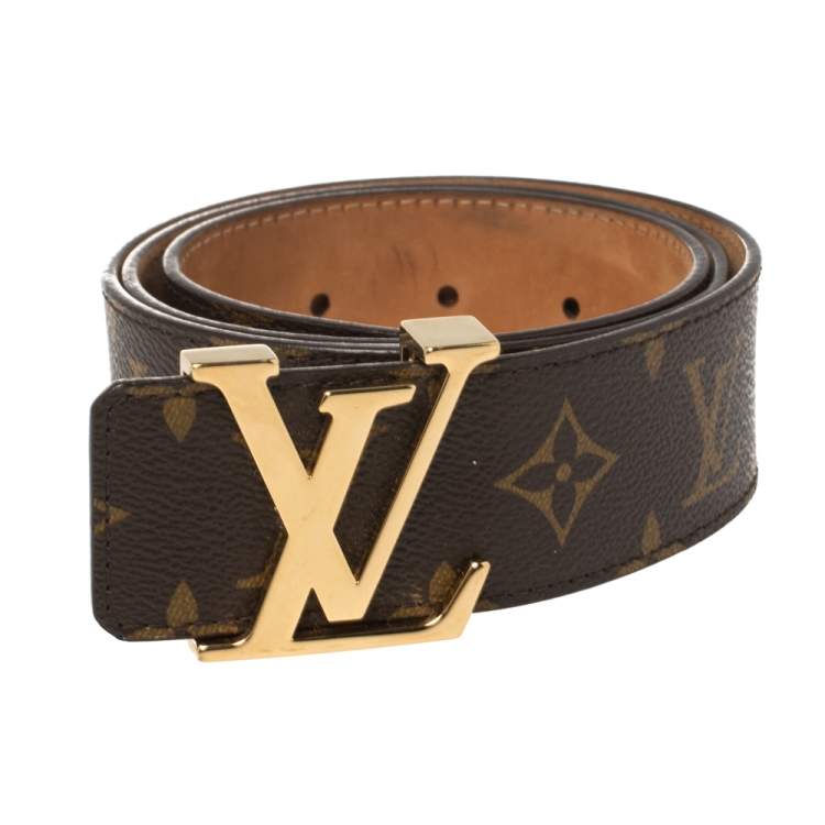 Louis VUITTON - Belt in monogrammed canvas and brown lea…