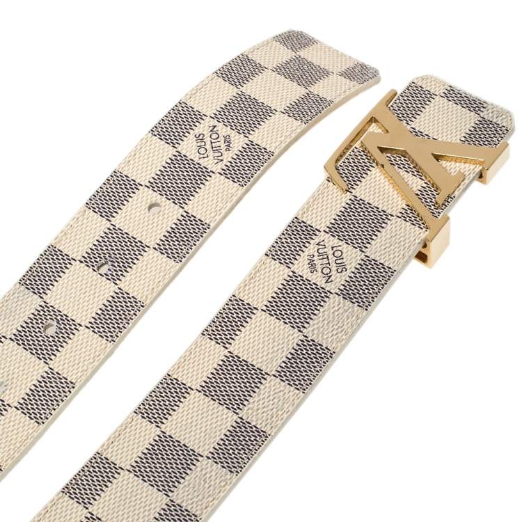 Pre Owned Louis Vuitton Damier Azur Canvas LV Initiales Belt 100CM