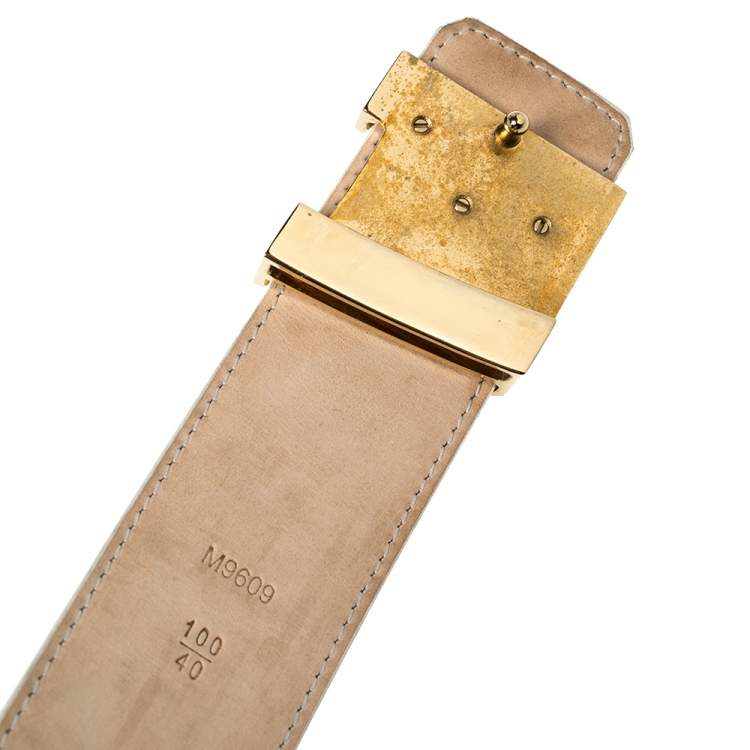 Pre Owned Louis Vuitton Damier Azur Canvas LV Initiales Belt 100CM