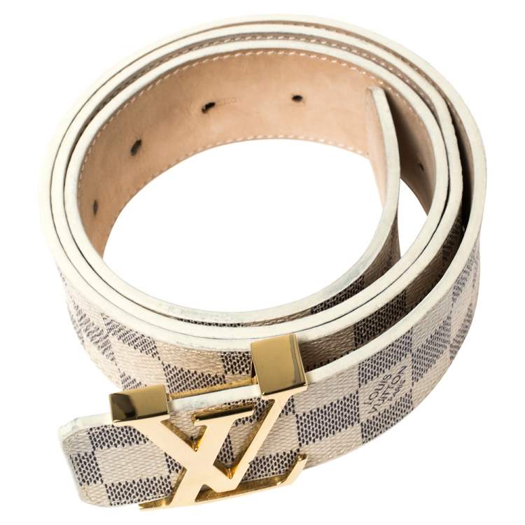 Pre Owned Louis Vuitton Damier Azur Canvas LV Initiales Belt 100CM