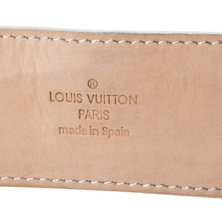 Pre Owned Louis Vuitton Damier Azur Canvas LV Initiales Belt 100CM