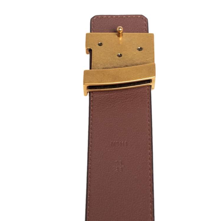 مملوكة مسبقًا Louis Vuitton Brown Leather LV Initiales Belt 95 CM