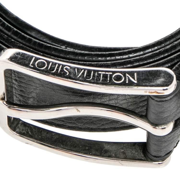 Pre Owned Louis Vuitton Black Taurillon Leather Pont Neuf Belt 95CM