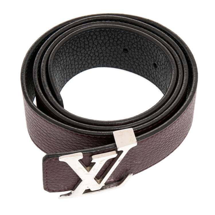 Pre Owned Louis Vuitton Brown /Black Leather Reversible Initiales Belt Size 95CM