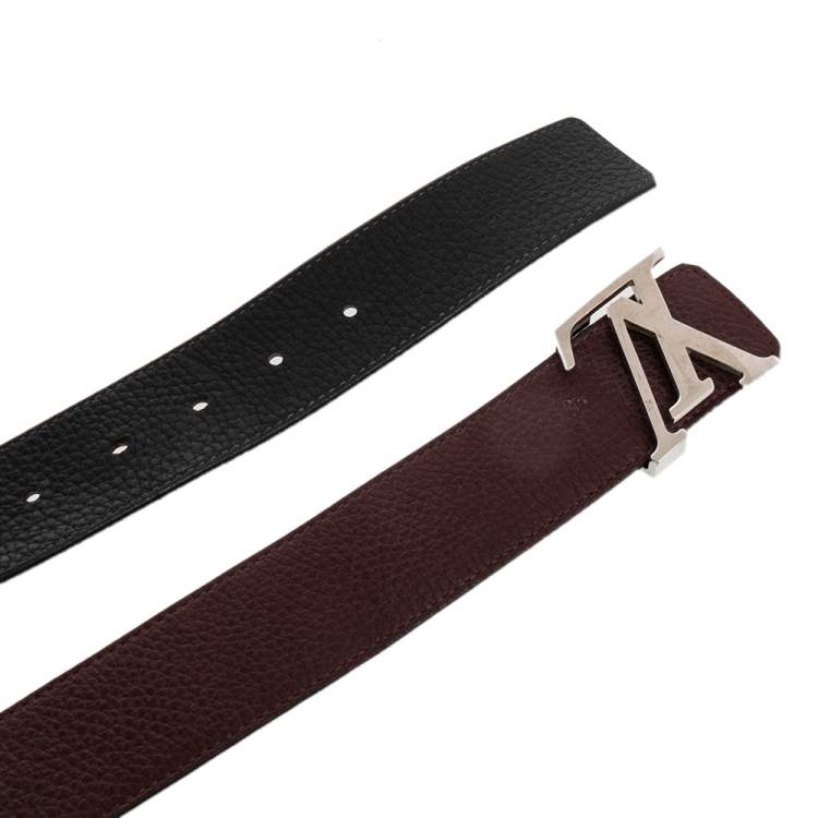 Pre Owned Louis Vuitton Brown /Black Leather Reversible Initiales Belt Size 95CM