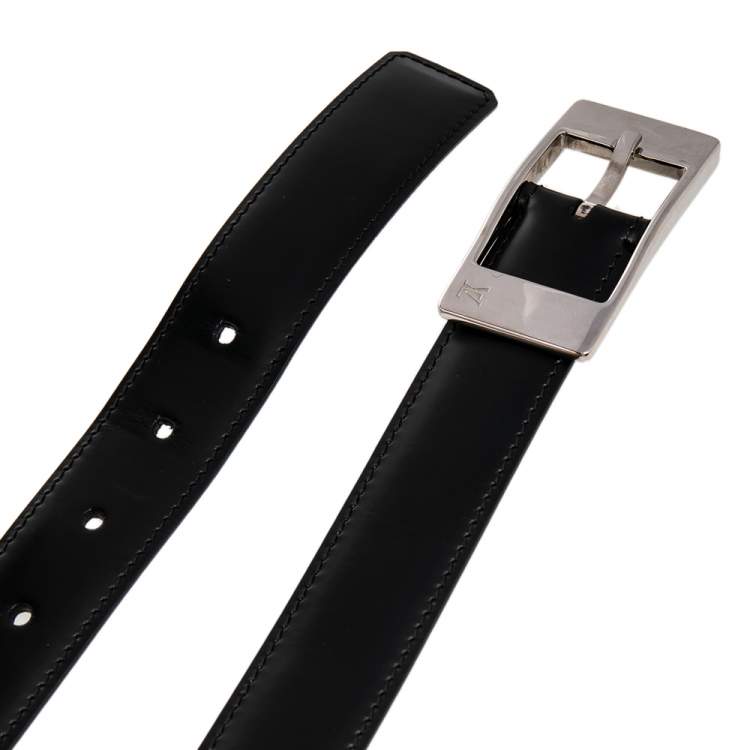 Pre Owned Louis Vuitton Black Leather Ceinture Mirage Belt 85CM