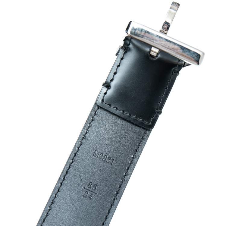 Pre Owned Louis Vuitton Black Leather Ceinture Mirage Belt 85CM