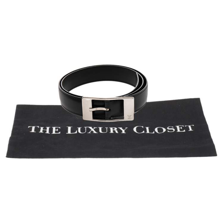 Pre Owned Louis Vuitton Black Leather Ceinture Mirage Belt 85CM