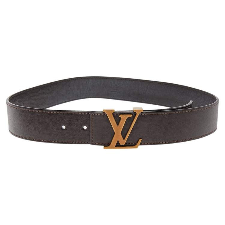 Louis Vuitton Brown Leather LV Initiales Belt 85CM For Sale at