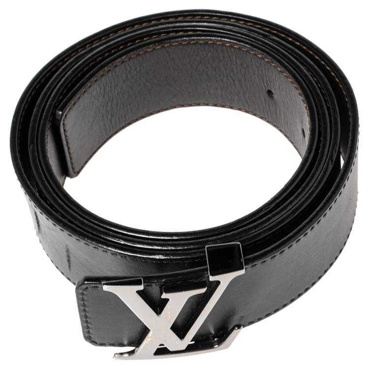 Pre Owned Louis Vuitton Black/Brown Leather Reversible Initiales Belt Size 110 CM