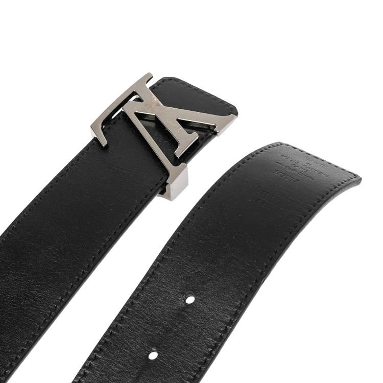 Pre Owned Louis Vuitton Black/Brown Leather Reversible Initiales Belt Size 110 CM