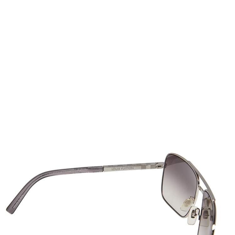 Pre Owned Louis Vuitton Silver Tone Damier / Grey Gradient Z0260U Attitude Pilot Sunglasses