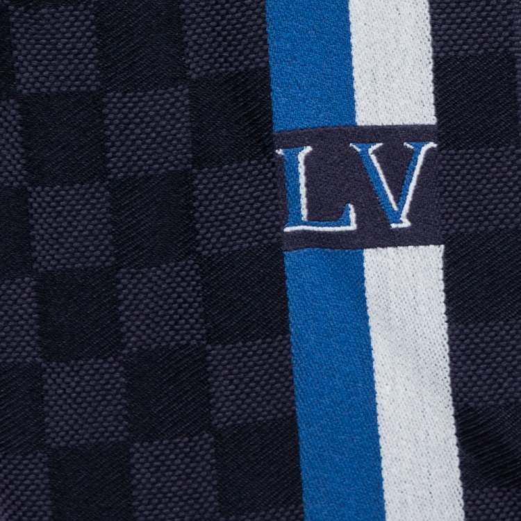 Pre Owned Louis Vuitton Charcoal Grey Messager Damier Wool Scarf 