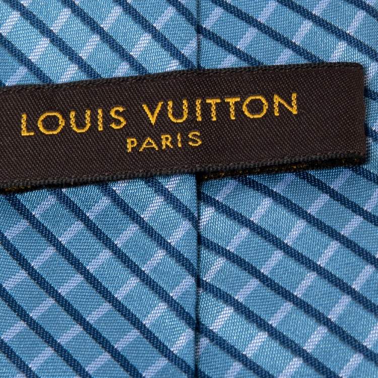 Pre Owned Louis Vuitton Blue Striped Silk Tie