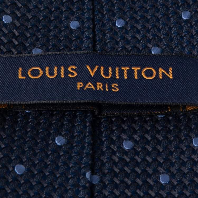 Pre Owned Louis Vuitton Dark Blue Dot Motif Silk Tie