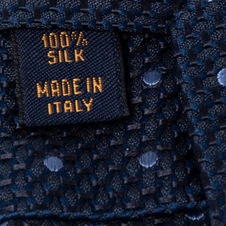 Pre Owned Louis Vuitton Dark Blue Dot Motif Silk Tie