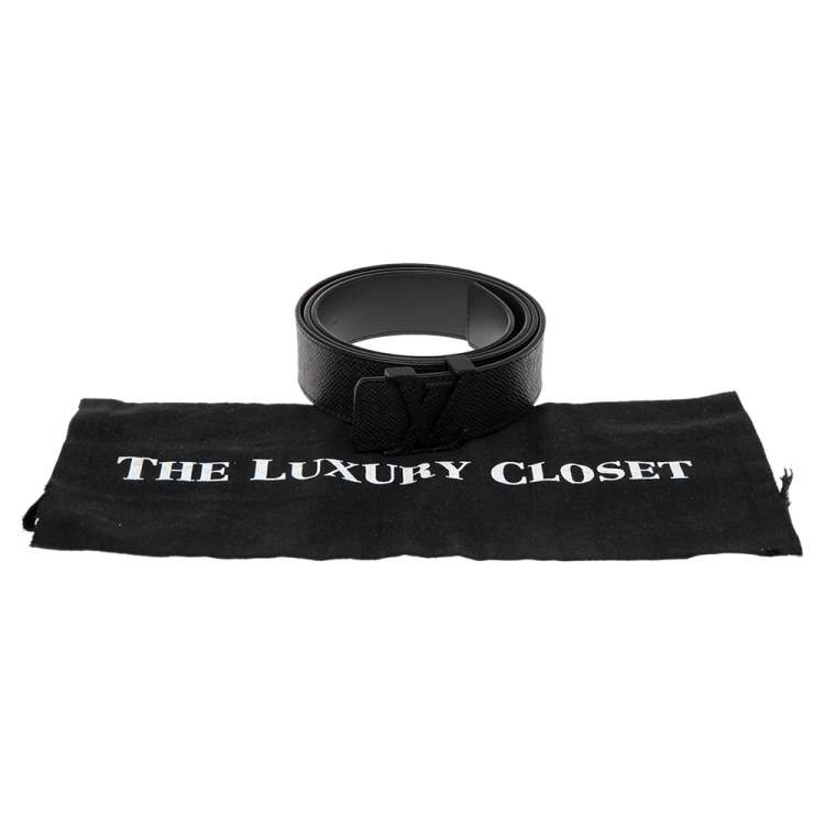 Pre Owned Louis Vuitton Black Taiga Leather LV Initiales Belt 105CM