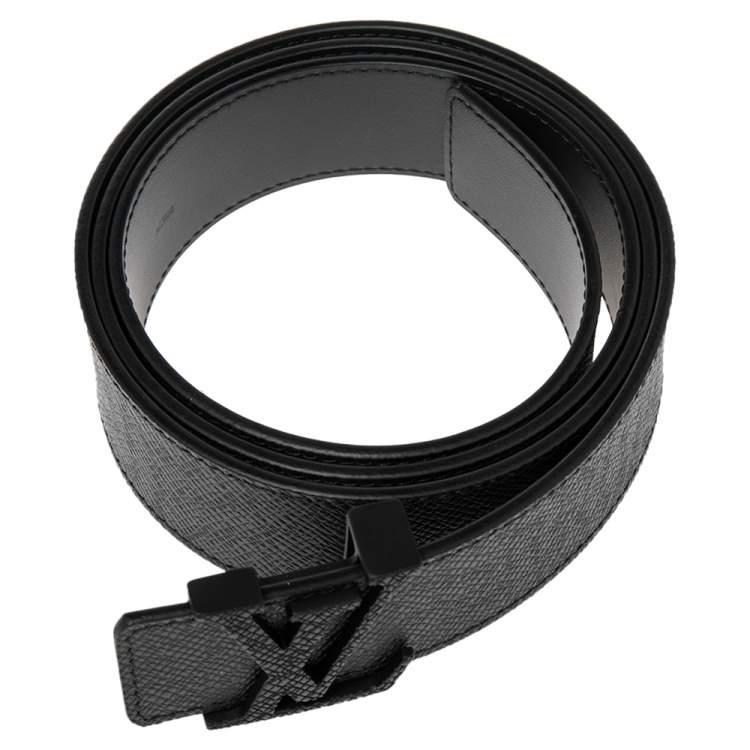 Pre Owned Louis Vuitton Black Taiga Leather LV Initiales Belt 105CM