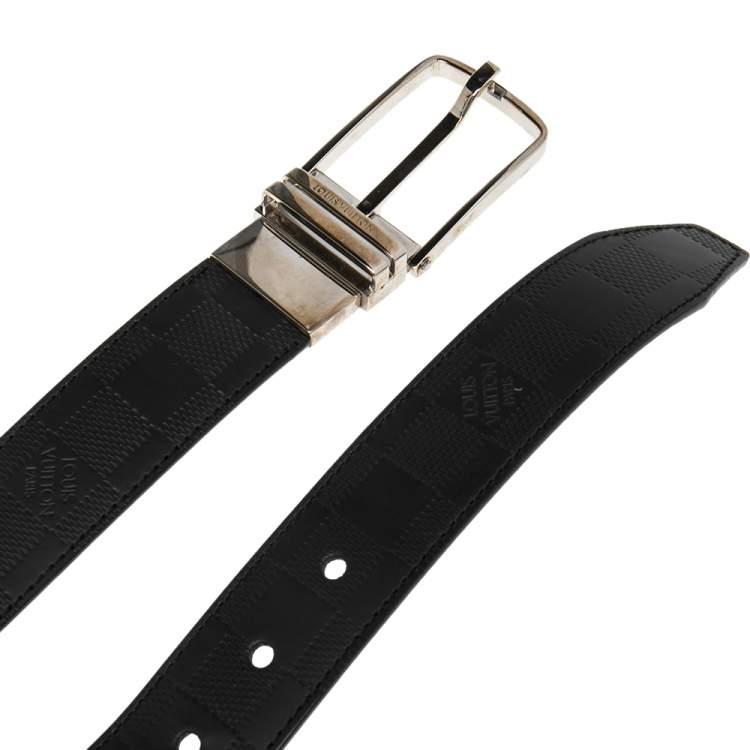 Pre Owned Louis Vuitton Black Damier Inifini Leather Boston Reversible Belt 90CM