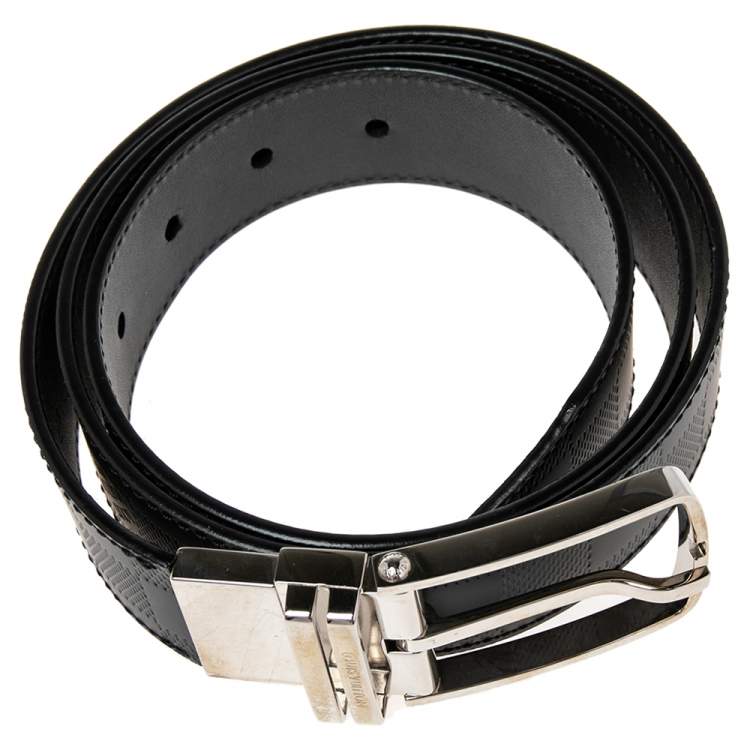 Pre Owned Louis Vuitton Black Damier Inifini Leather Boston Reversible Belt 90CM