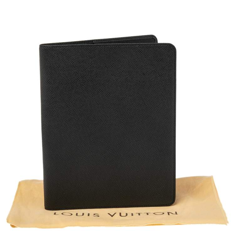 Pre Owned Louis Vuitton Black Taiga Leather Desk Agenda Cover