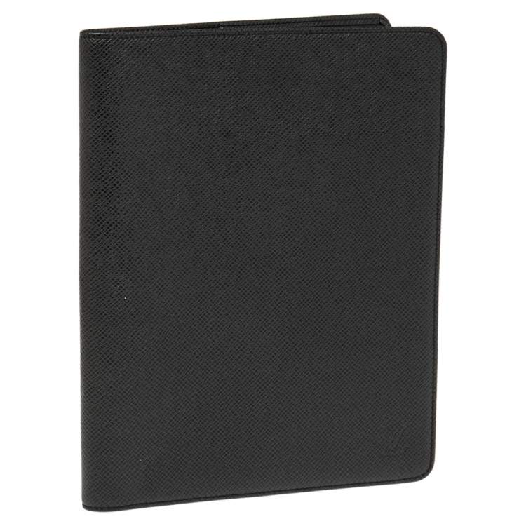 Pre Owned Louis Vuitton Black Taiga Leather Desk Agenda Cover