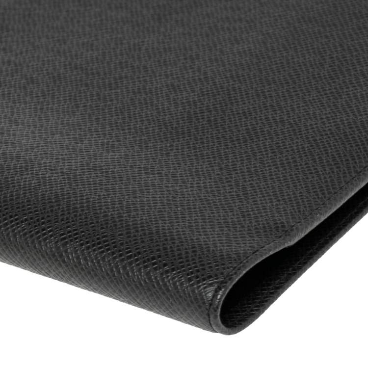 Pre Owned Louis Vuitton Black Taiga Leather Desk Agenda Cover