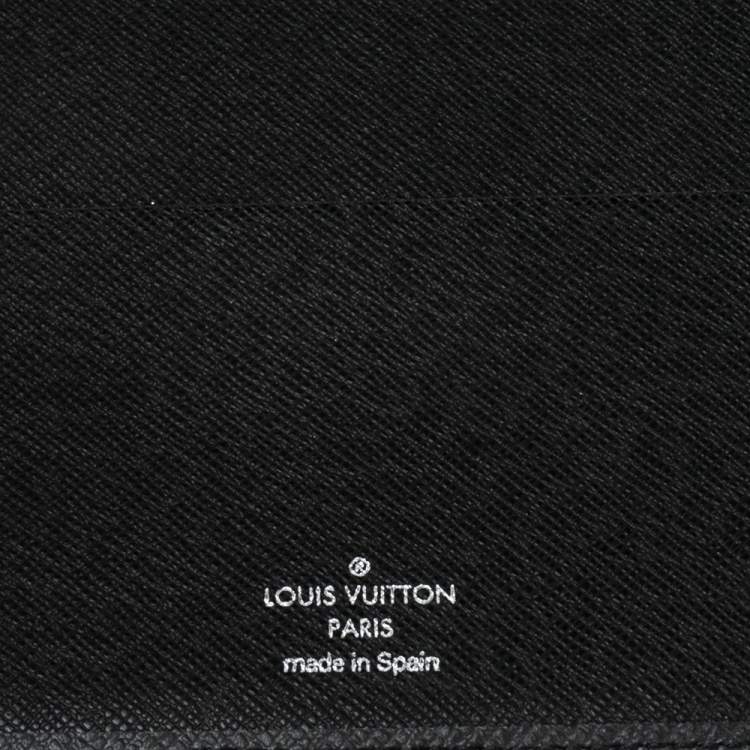 Pre Owned Louis Vuitton Black Taiga Leather Desk Agenda Cover
