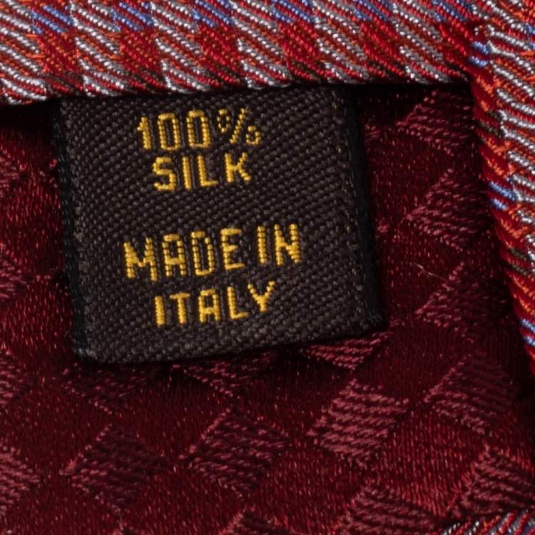 Pre Owned Louis Vuitton Red Diagonal Striped Silk Tie 
