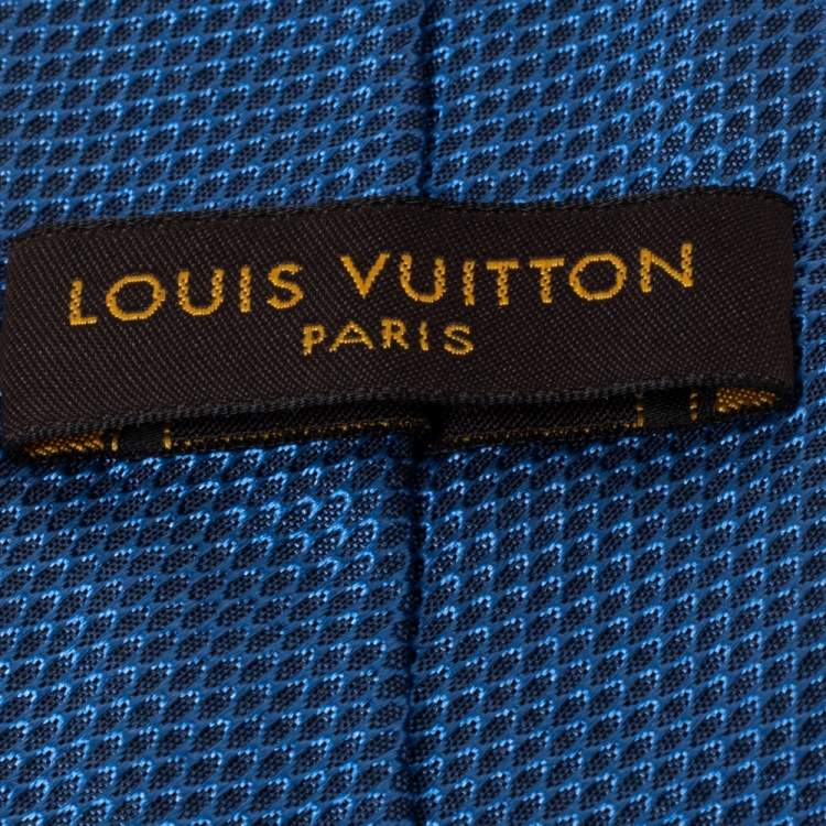 Pre Owned Louis Vuitton Patterned Blue Shiny Silk Tie