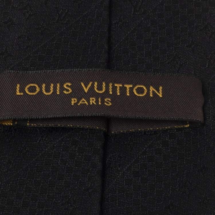 Pre Owned Louis Vuitton Black Jacquard Monogram Silk Tie