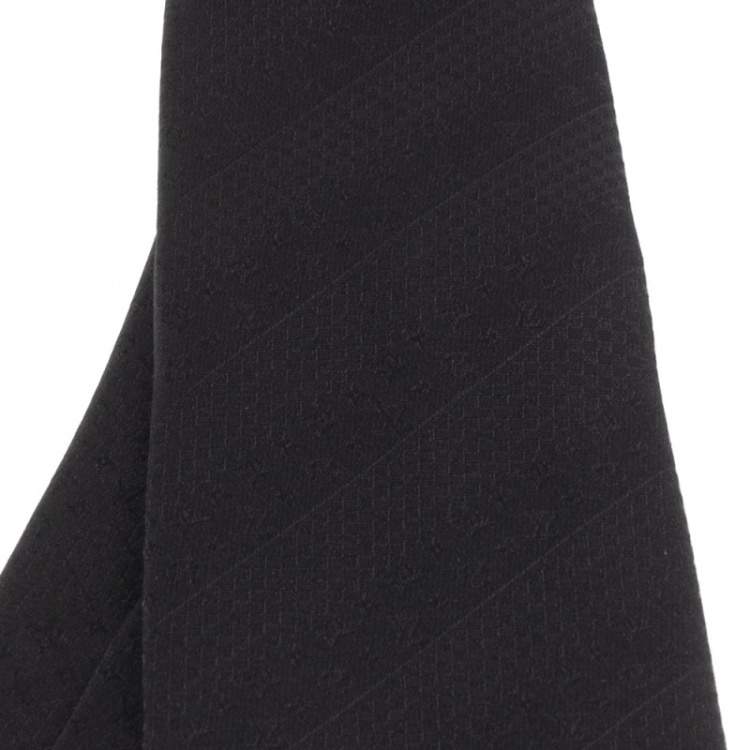 Pre Owned Louis Vuitton Black Jacquard Monogram Silk Tie