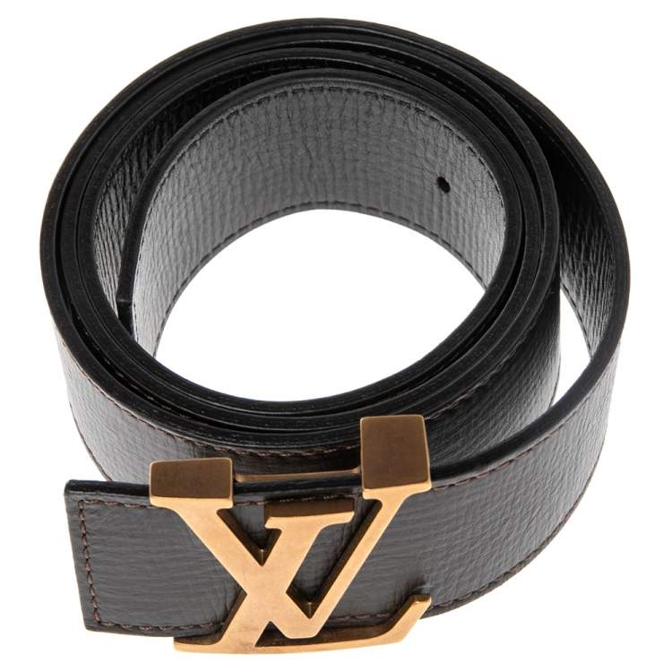 Pre Owned Louis Vuitton Brown Taurillon Leather LV Initiales Belt Size 95 CM