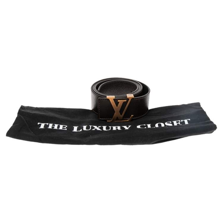 Pre Owned Louis Vuitton Brown Taurillon Leather LV Initiales Belt Size 95 CM