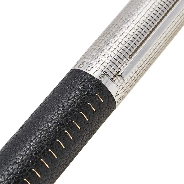 Pre Owned Louis Vuitton Black Leather Gold Tone Doc Rollerball Pen