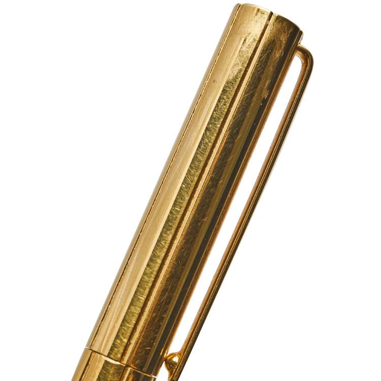 Pre Owned Louis Vuitton Gold Tone Vertical Engraved Ballpoint Pen