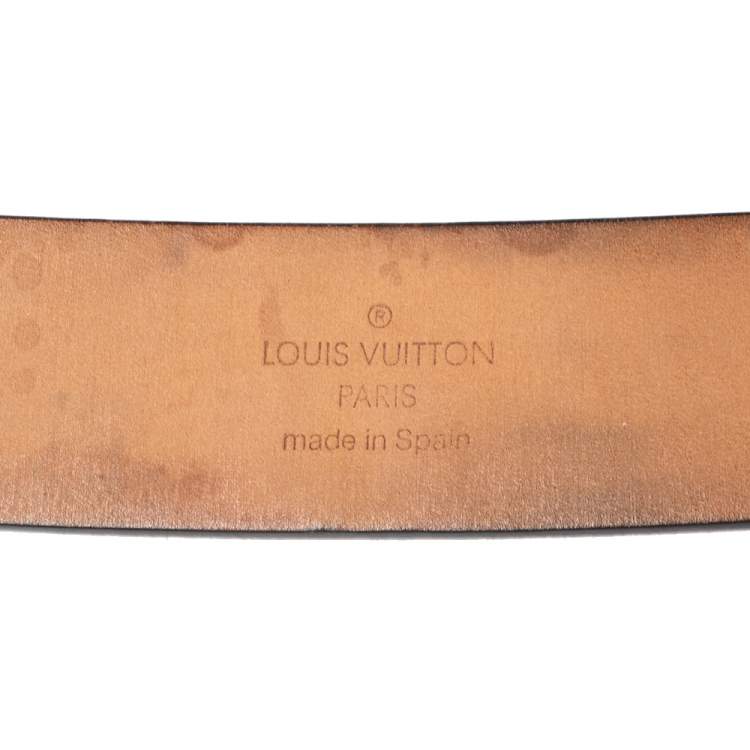 Pre Owned Louis Vuitton Black Leather LV Initiales Belt 95CM