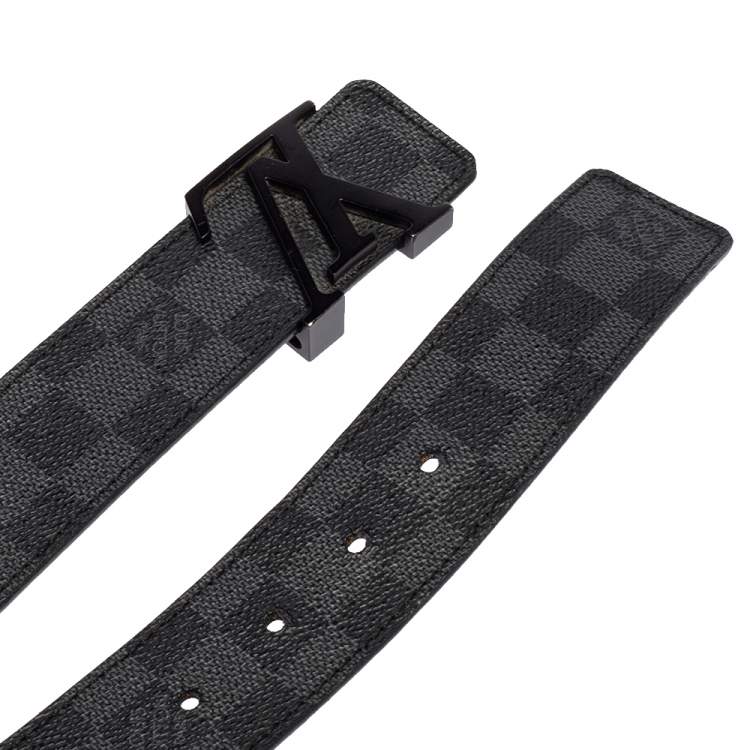 Pre Owned Louis Vuitton Damier Graphite Canvas LV Initiales Belt 95CM