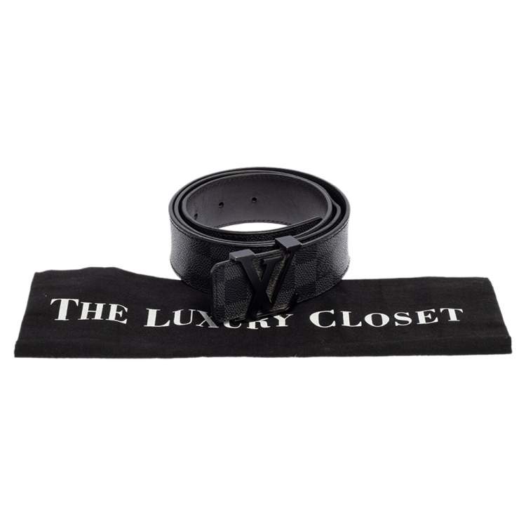 Pre Owned Louis Vuitton Damier Graphite Canvas LV Initiales Belt 95CM