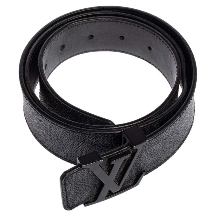 Pre Owned Louis Vuitton Damier Graphite Canvas LV Initiales Belt 95CM