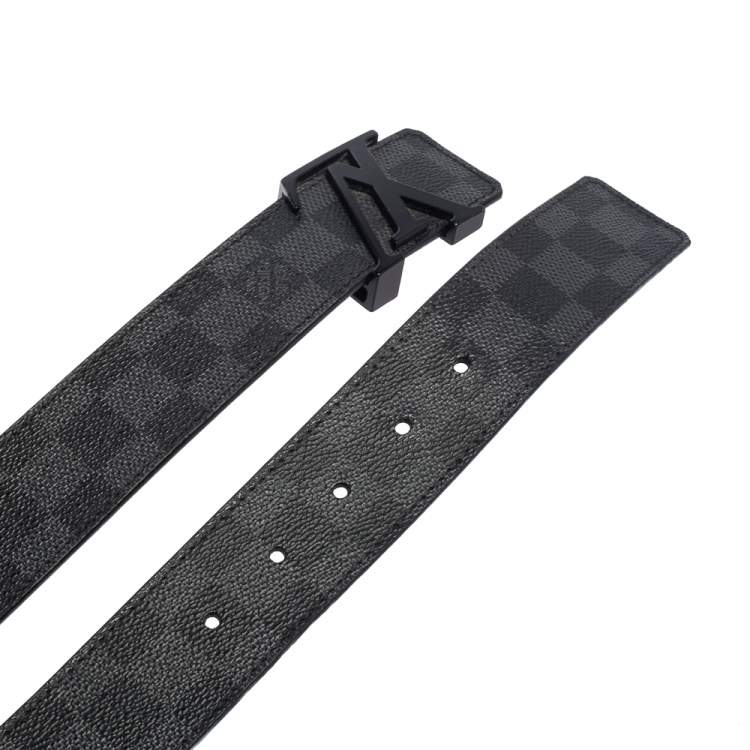 Pre Owned Louis Vuitton Damier Graphite Canvas LV Initiales Belt 85CM