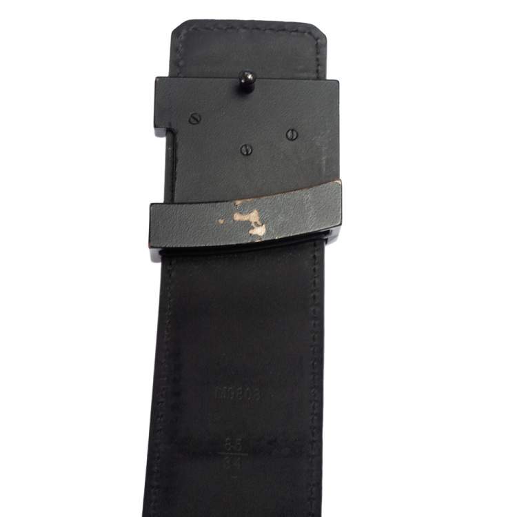 Pre Owned Louis Vuitton Damier Graphite Canvas LV Initiales Belt 85CM